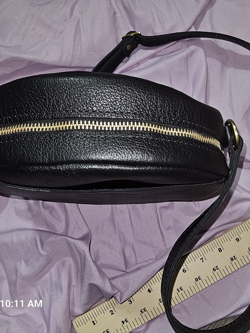 Portland Leather Black Pebble Circle Bag - Picture 3 of 7